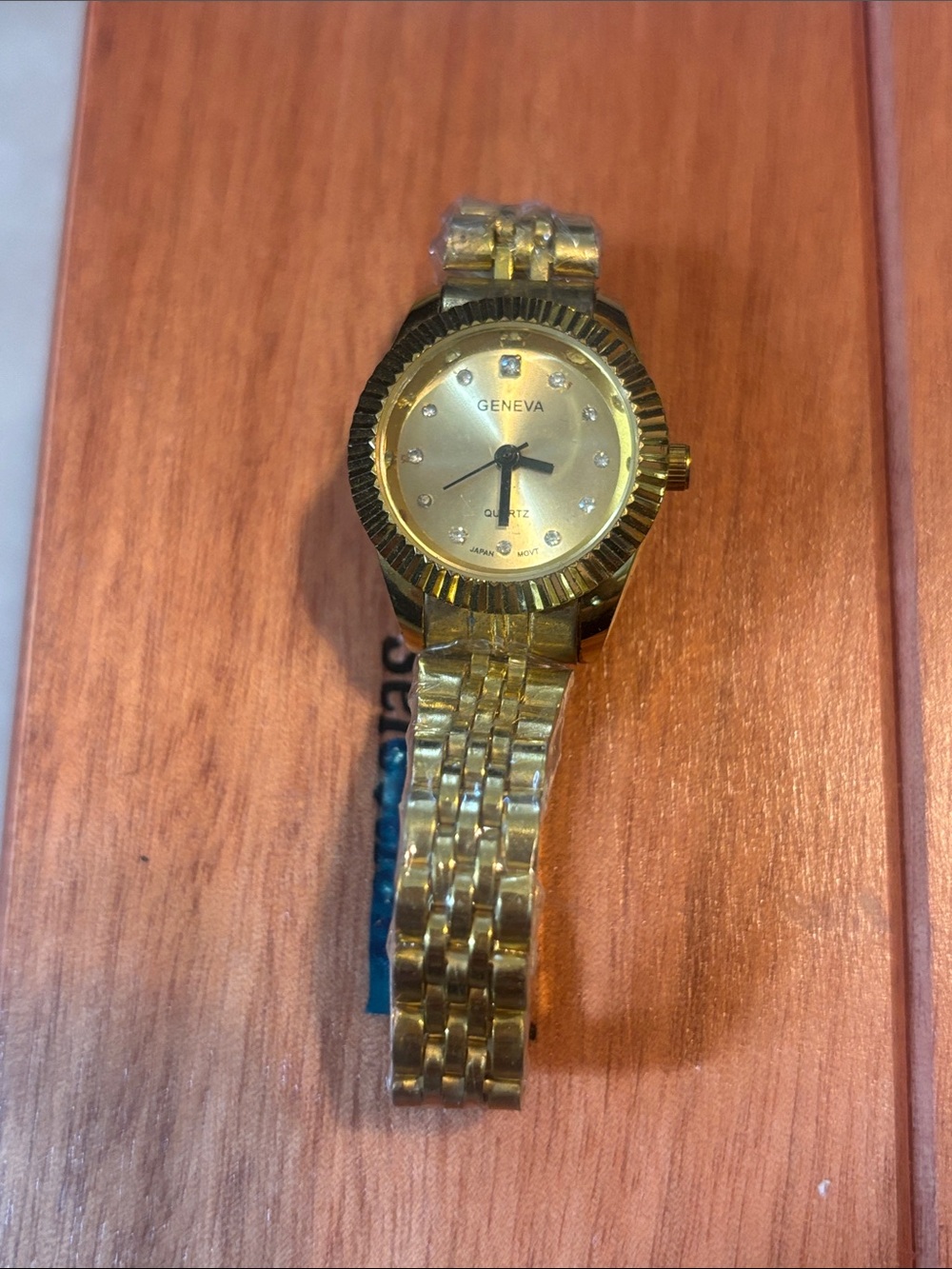 Geneva Gold-Tone Women’s Bracelet Watch with Crystal Markers